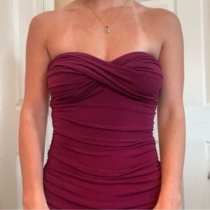 Strapless Merlot colored dress